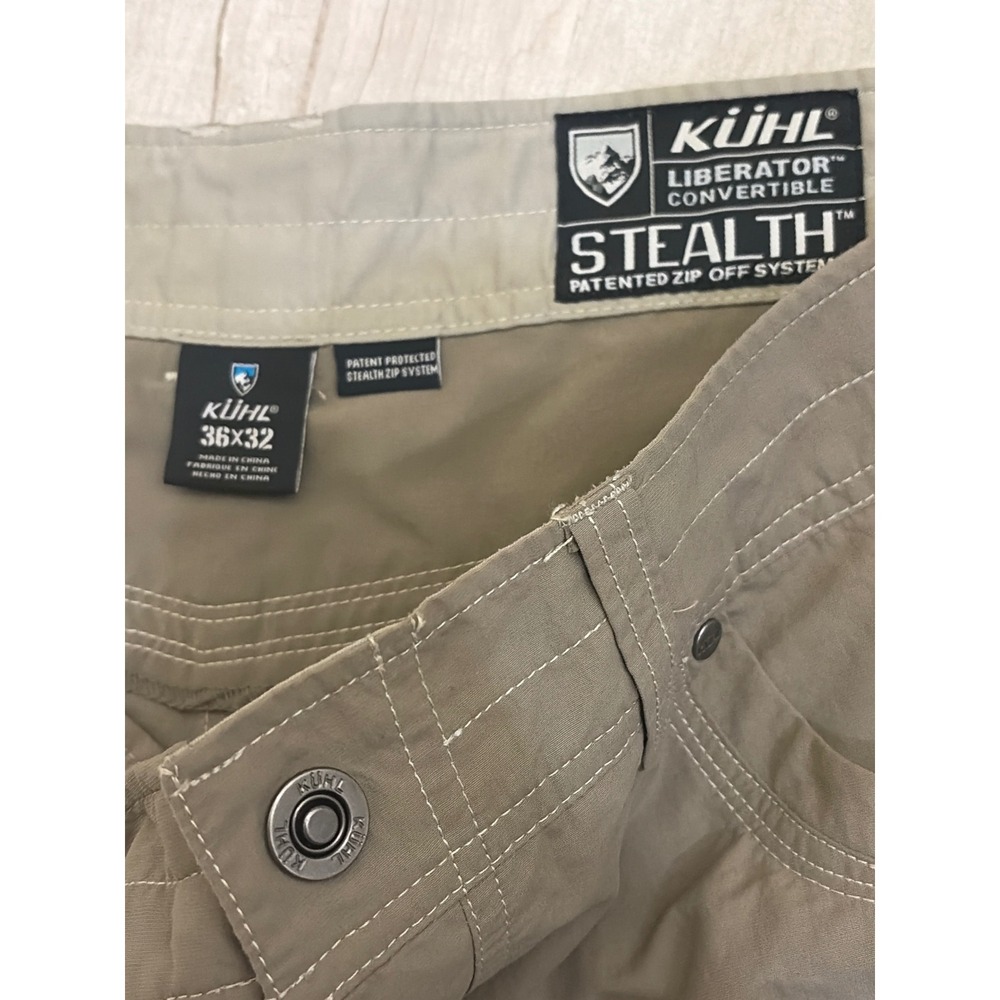 Kuhl Liberator Convertible Stealth Pants Mens 36x32 Khaki Hiking Zip Off Cargo